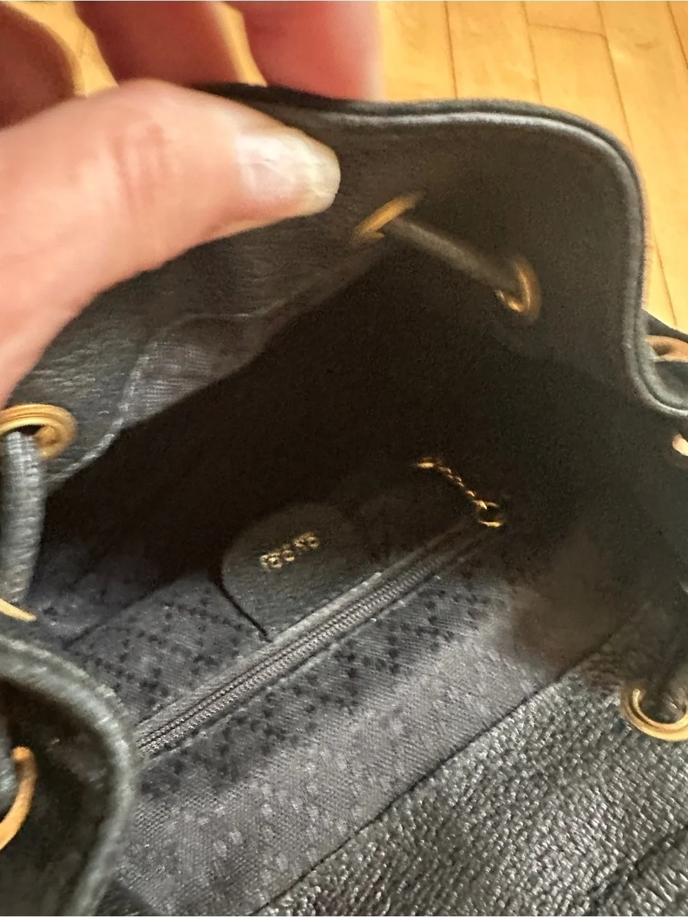 Gucci Black Suede & Leather Backpack with Bamboo Handle Accent